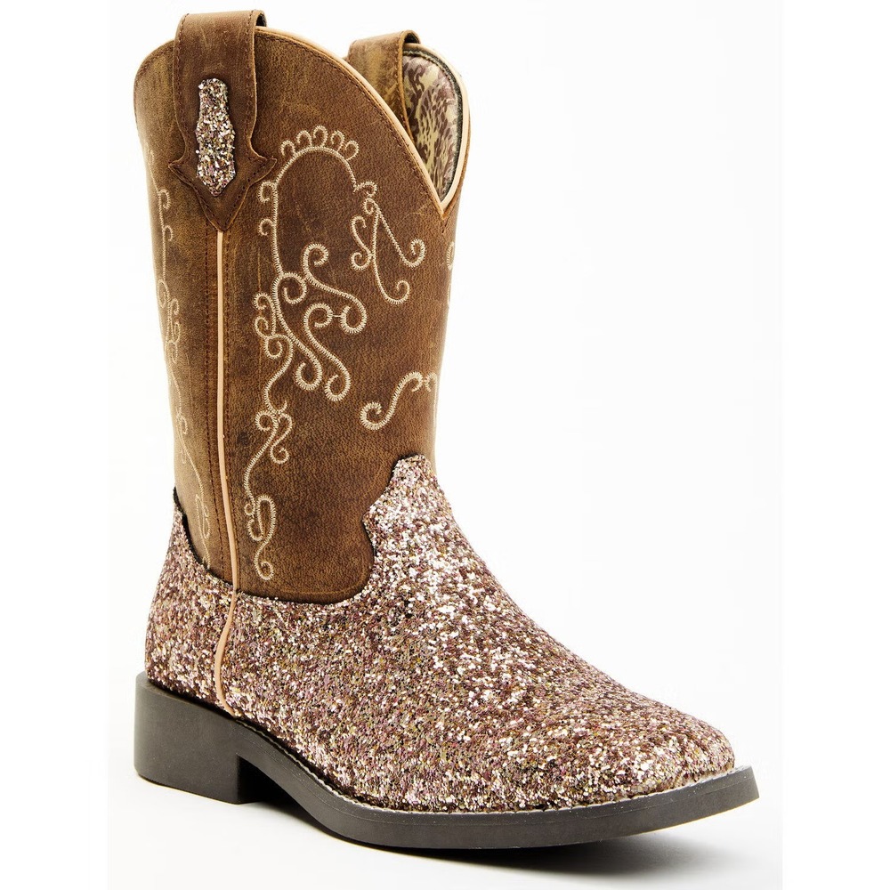 Shyanne® (Girls 6 D) Sparkle Plenty™ Western Boots - Broad Square Toe in Pink
